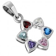 Mix Color CZ Heart Shape Star David  Pendant, p410